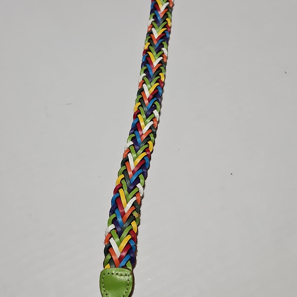 Argentina Amiee Lynn Multicolor Braided Leather Belt with Green Accents Size M/L - Picture 8 of 10
